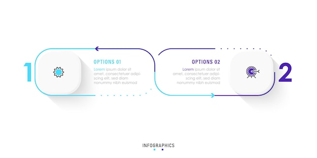 Wektor Infografika Szablon Projektu Etykiety Z Ikonami I 2 Opcje Lub Kroki. Może Być Używany Do Procesu