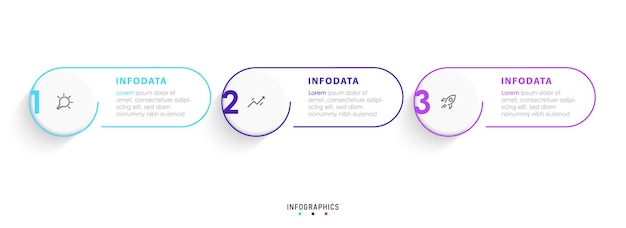 Wektor Infografika Szablon Projektu Etykiety Z Ikonami I 3 Opcje Lub Kroki. Może Być Używany Do Procesu