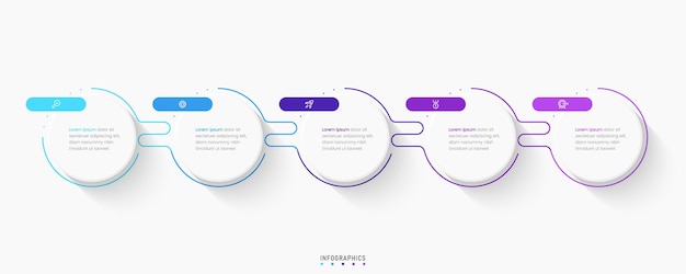 Plik wektorowy wektor infografika szablon projektu etykiety z ikonami i 5 opcjami lub krokami może być używany do procesu