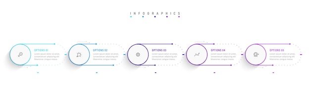 Wektor Infografika Szablon Projektu Etykiety Z Ikonami I 5 Opcjami Lub Krokami