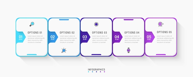 Wektor Infografika Szablon Projektu Etykiety Z Ikonami I 5 Opcji Lub Kroków. Może Być Używany Do Procesu