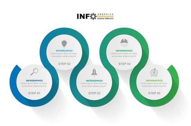 Wektor Infografika Szablon Projektu Etykiety Z Ikonami I 5 Opcji Lub Kroków.