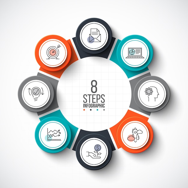 Wektor Infografika Szablon Projektu Koncepcja Biznesowa Z 8 Opcjami Części Kroków Lub Procesów
