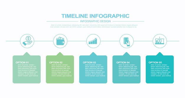 Wektor Infografika Szablon Stockowa Ilustracja Infografika Oś Czasu Pomoc Wizualna Pięć Obiektów