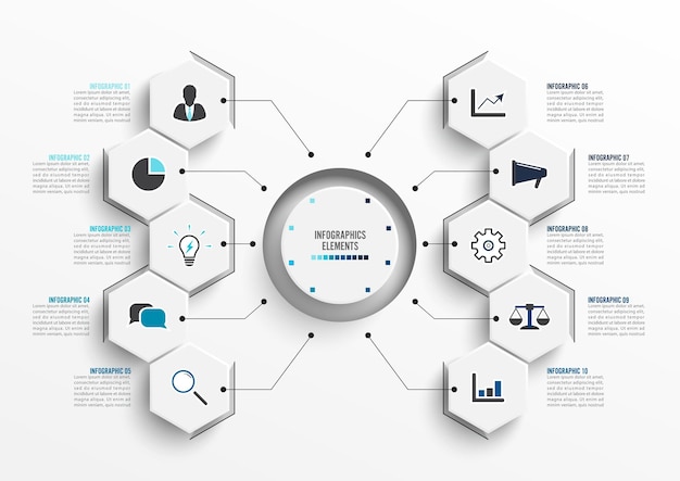 Wektor Infografika Szablon Z 3d Papierową Etykietą Zintegrowane Koła Koncepcja Biznesowa Z 10 Opcjami Dla Schematu Blokowego Treści Kroki Części Osi Czasu Infografiki Wykres Przepływu Pracy