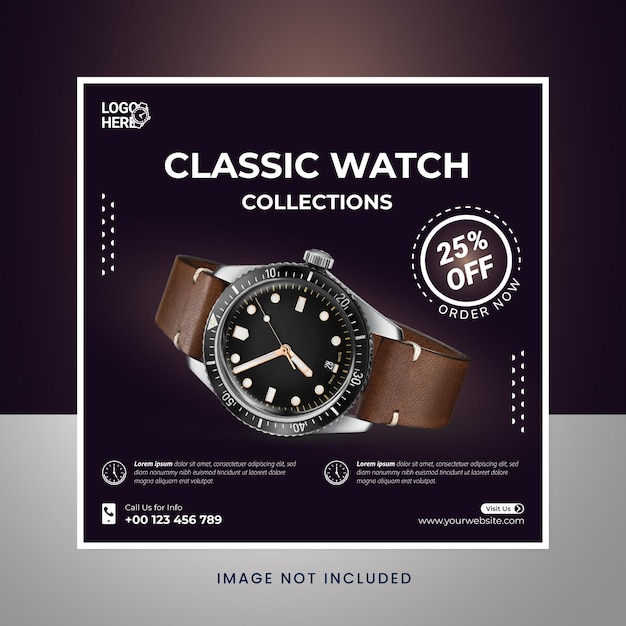 Plik wektorowy wektor inteligentny zegarek oferta specjalna sprzedaż post w mediach społecznościowych szablon transparent post na instagramie