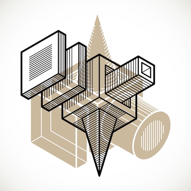 Plik wektorowy wektor inżynierii 3d, abstrakcyjny kształt wykonany za pomocą kostek i form geometrycznych.