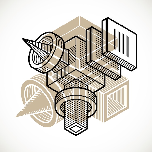 Plik wektorowy wektor inżynierii 3d, abstrakcyjny kształt wykonany za pomocą kostek i form geometrycznych.