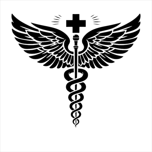 Wektor Kaduceusz Symbol Zdrowia Ikona Różdżki Asklepiusza Ilustracja Wektorowa Sylwetki Kaduceusza Zdrowia
