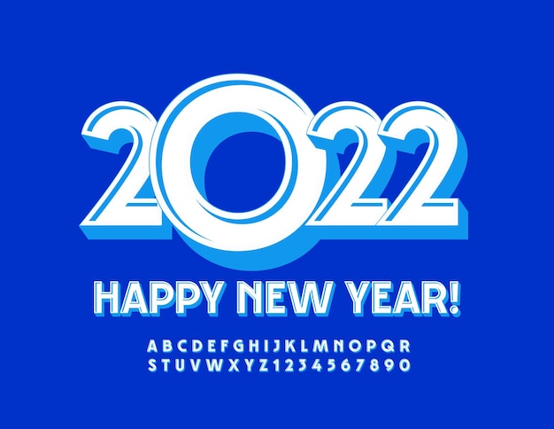 Wektor Kartkę Z życzeniami Szczęśliwego Nowego Roku 2022 Nowoczesny Styl Zestaw Liter Alfabetu I Cyfr