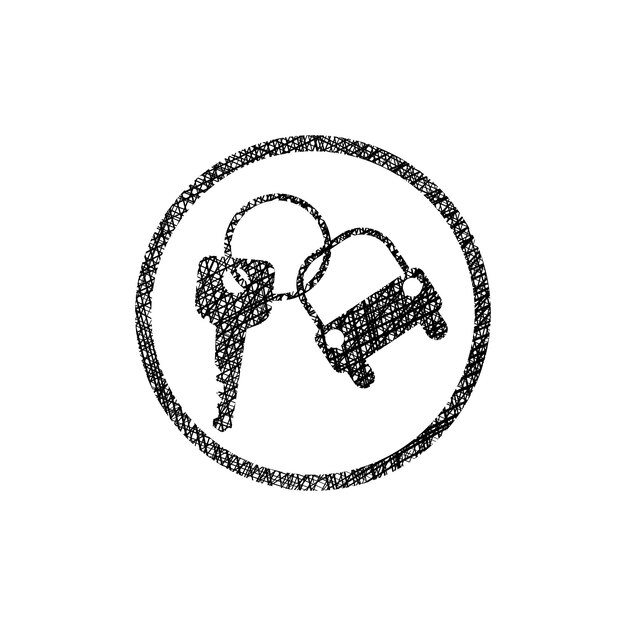 Plik wektorowy wektor klucza samochodowego uproszczona ikona z ręcznie narysowaną teksturą linii