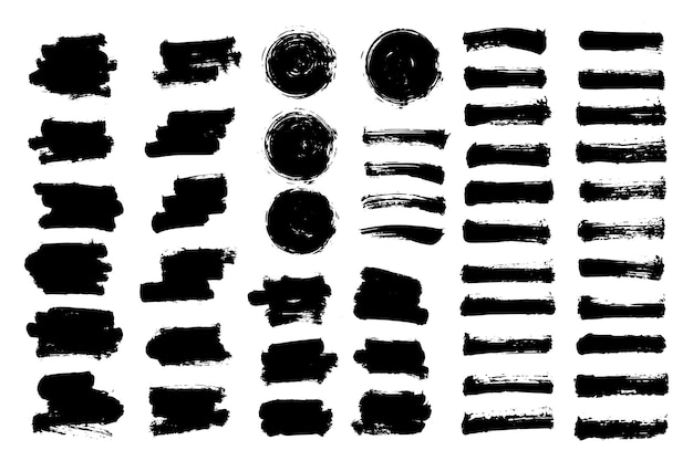 Wektor Kolekcja Czarny Pociągnięcia Pędzlem Grunge Tekstury Pędzla