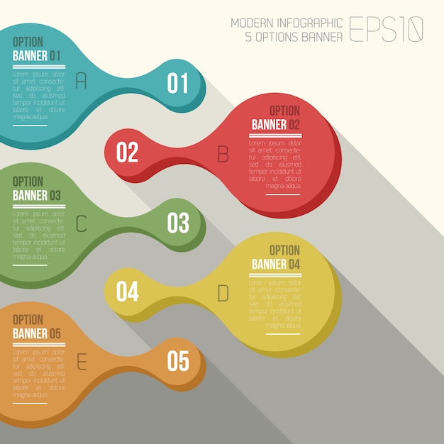 Wektor Kolor Zaokrąglone 5 Opcji Transparent Infographic