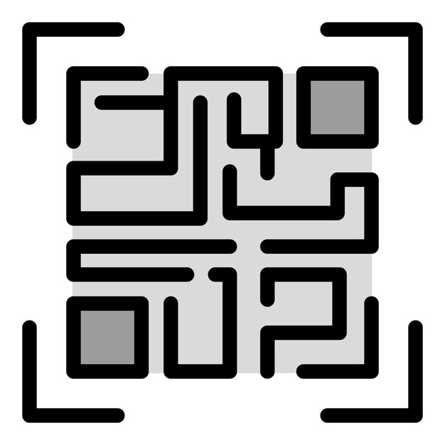 Wektor konspektu ikony kodu kreskowego bezpieczeństwa Kod Qr Mobilne skanowanie w kolorze płaskim