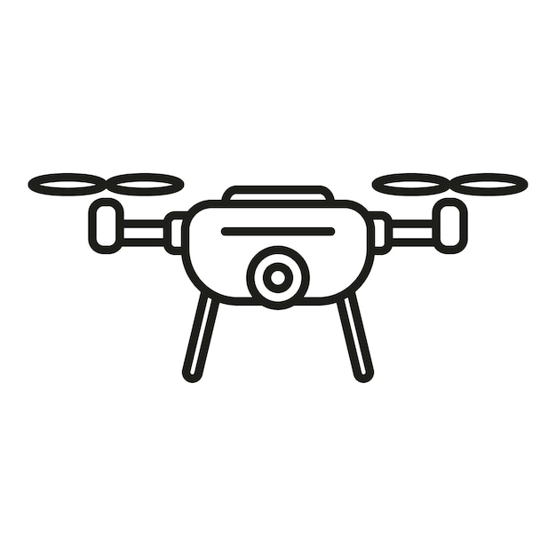 Wektor konturowy ikony drona Quadcopter Spy wideo zabawka Mapa ziemi