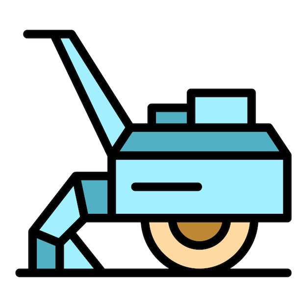 Plik wektorowy wektor konturowy ikony maszyn trawniczych maszyna rolnicza tiller łączy kolory płaskie