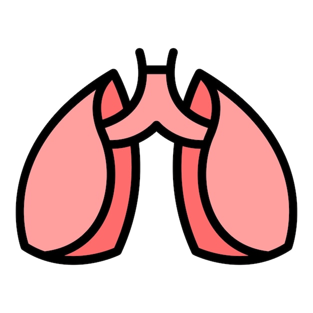 Plik wektorowy wektor konturowy ikony płuc pacjenta rentgen płuc kolor zdrowia lekarza płaski