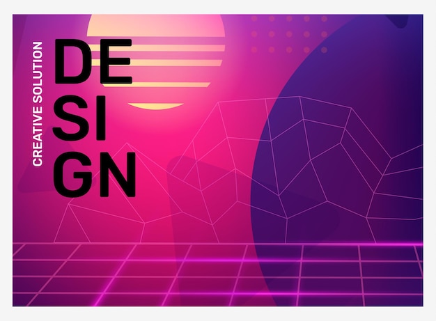 wektor kreatywny jasny różowy i fioletowy retro ilustracja z neonowym kształtem siatki mgła biznesowa abstrakcyjna fog