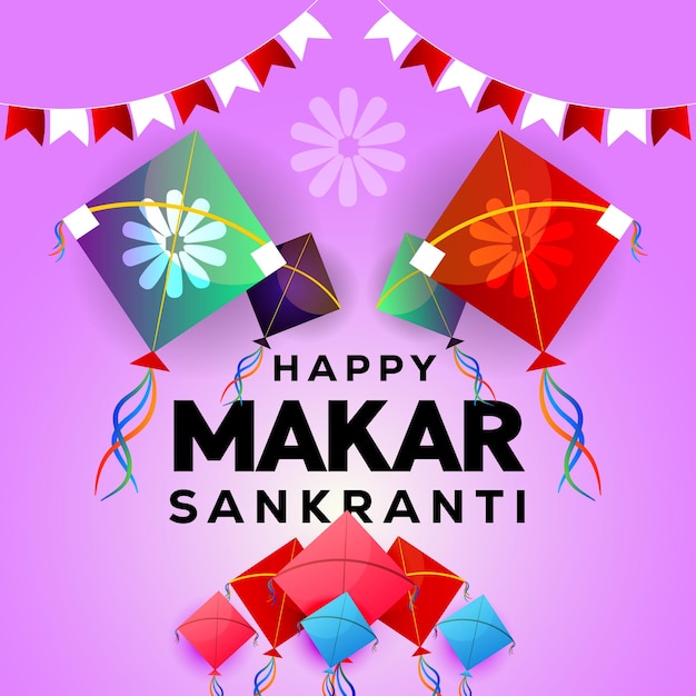 Wektor Kreatywny Makar Sankranti Festiwal Greeting Card Design