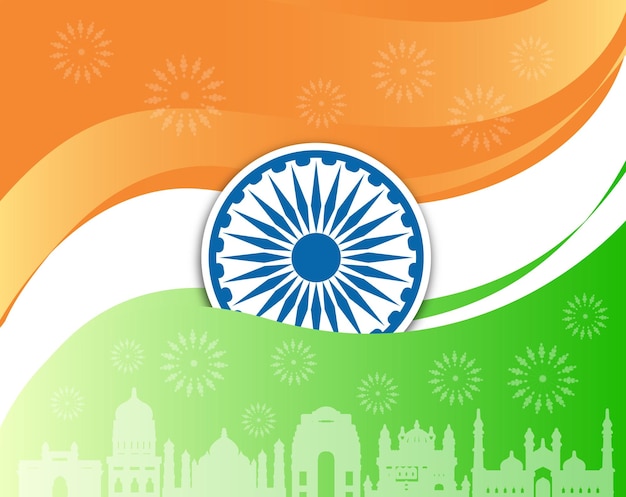 Wektor Kreatywnych Ozdobny Trójkolorowa Flaga Indii I Tło Obchody Dnia Niepodległości