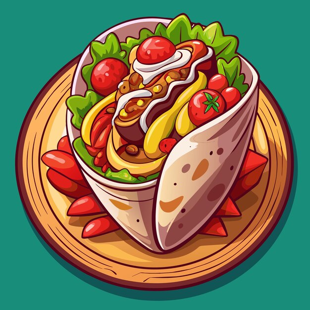 Plik wektorowy wektor kreskówek shawarma ilustracja koncepcji dzieła sztuki w stylu płaskim