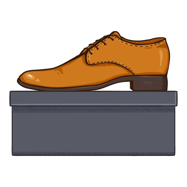 Plik wektorowy wektor kreskówka brązowe skórzane męskie buty z pudełkiem na buty