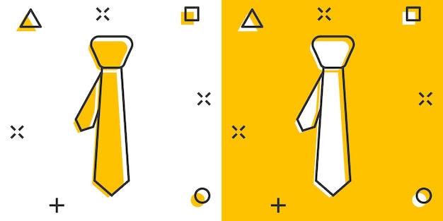 Wektor Kreskówka Krawat Ikona W Stylu Komiksowym Krawat Znak Ilustracja Piktogram Krawat Biznes Koncepcja Efekt Powitalny
