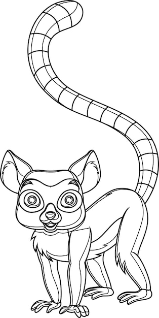 Plik wektorowy wektor kreskówka ładny lemur na białym tle stron do kolorowania