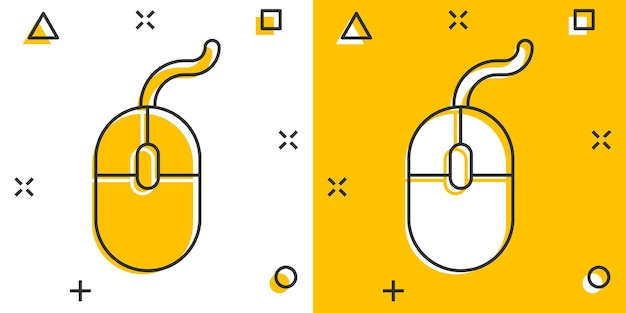 Plik wektorowy wektor kreskówka mysz komputerowa ikona w komiksowym stylu kursor komputerowy znak ilustracja piktogram mysz biznesowa koncepcja efekt powitalny