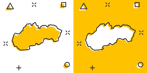 Wektor Kreskówka Słowacja Mapa Ikona W Komiksowym Stylu Słowacja Znak Ilustracja Piktogram Kartografia Mapa Biznes Koncepcja Efekt Powitalny