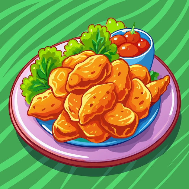 Plik wektorowy wektor kreskówki chicken nuggets ilustracja koncepcji dzieła sztuki w stylu płaskim