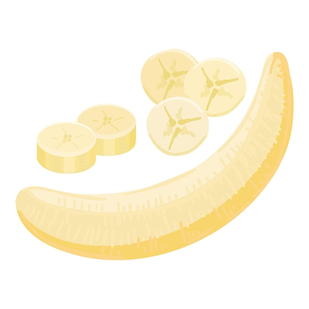 Wektor kreskówki ikony czystego banana Jedzenie owocowe Kawałek przekąski