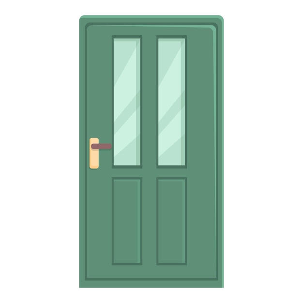 Plik wektorowy wektor kreskówki ikony zielonych drzwi drewnianych na zewnątrz domu dom z drewna