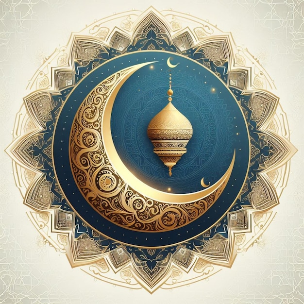 Wektor Księżyca Ramzanu Z Muzułmańskim Tematem