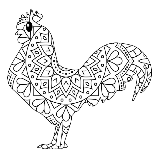 Wektor Kurczak Mandala Kolorowanki Dla Dorosłych Ilustracja Sztuki
