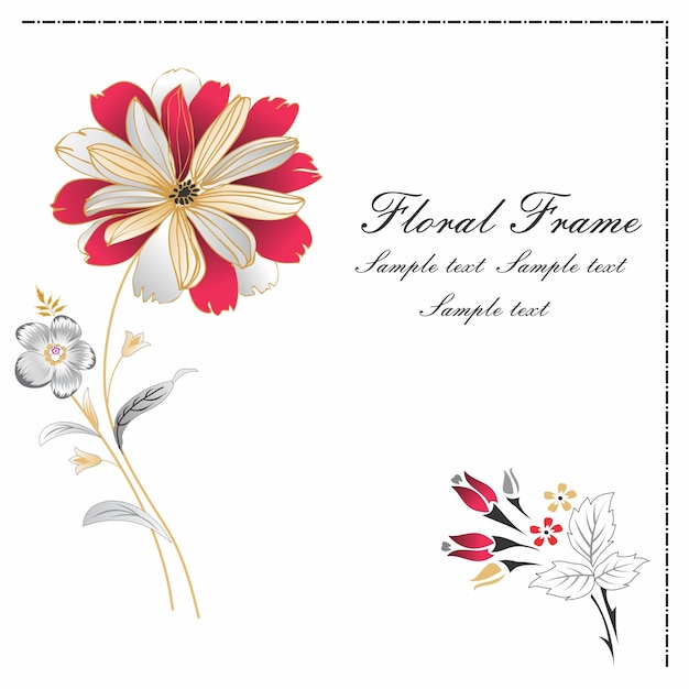 wektor kwiatowy rama projekt karty ślubu