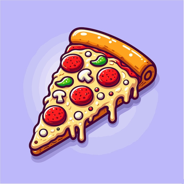 wektor latający kawałek pizzy ilustracja kreskówka wektor fast food koncepcja izolowany wektor