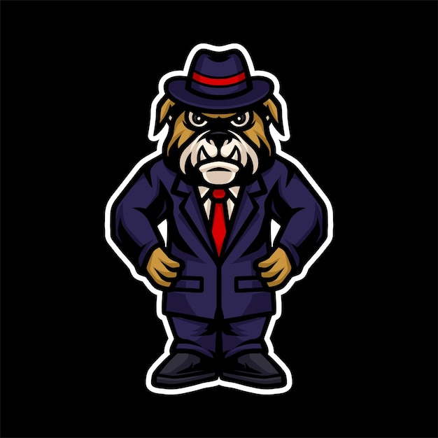 Wektor logo e-sportu maskotki mafii pitbull