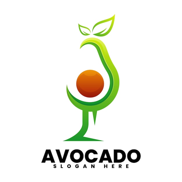 Wektor Logo Ilustracja Awokado Gradient Kolorowy Styl