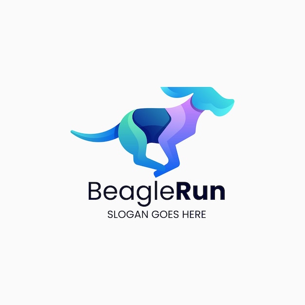 Wektor Logo Ilustracja Beagle Run Gradient Kolorowy Styl