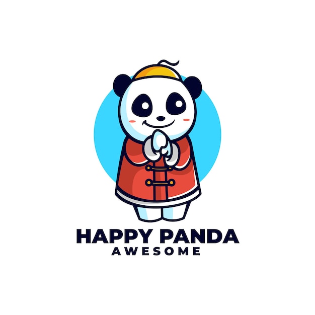 Wektor Logo Ilustracja Chińska Panda Maskotka Stylu Cartoon