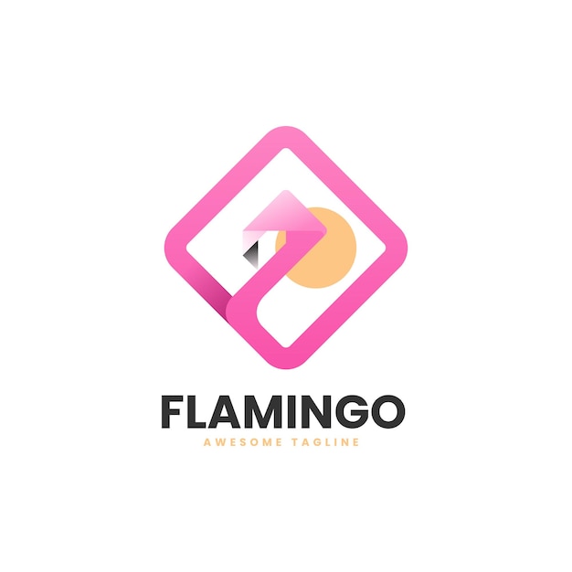 Wektor Logo Ilustracja Flamingo Gradient Linii Styl Sztuki