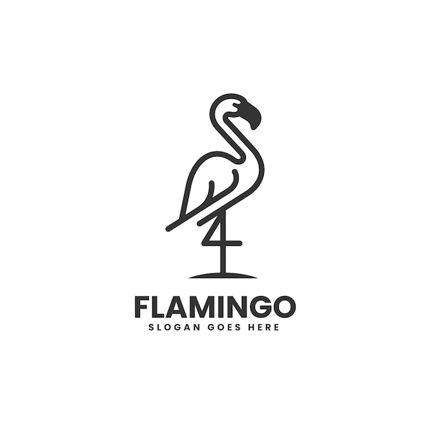 Wektor Logo Ilustracja Flamingo Styl Sztuki Linii