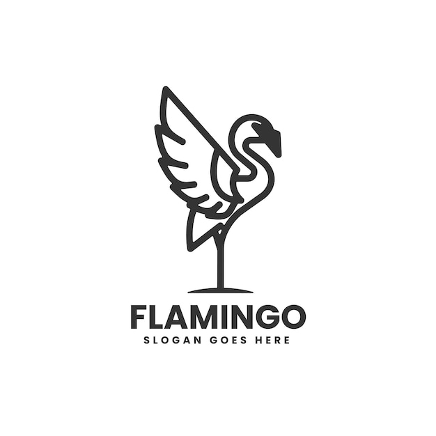 Wektor Logo Ilustracja Flamingo Styl Sztuki Linii