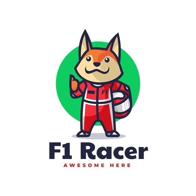 Wektor Logo Ilustracja Fox Racer Maskotka Stylu Cartoon