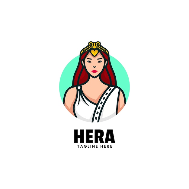 Wektor Logo Ilustracja Hera Maskotka Stylu Cartoon