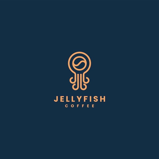 Wektor Logo Ilustracja Jellyfish Styl Sztuki Liniowej