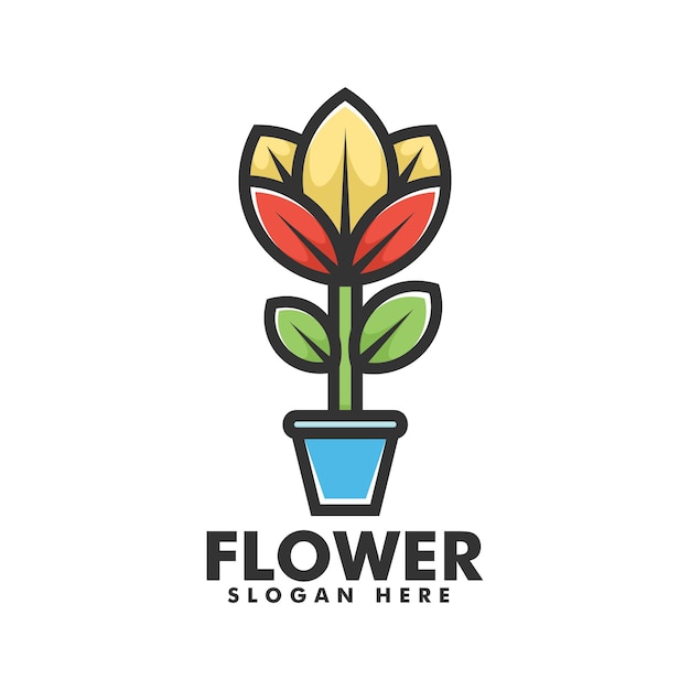 Wektor Logo Ilustracja Kwiat Prosty Styl Maskotka