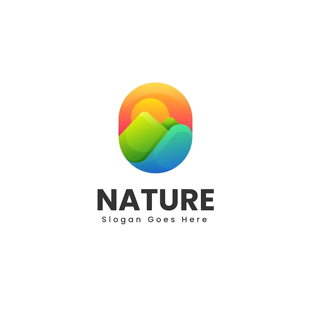 Wektor Logo Ilustracja Natura Gradient Kolorowy Styl