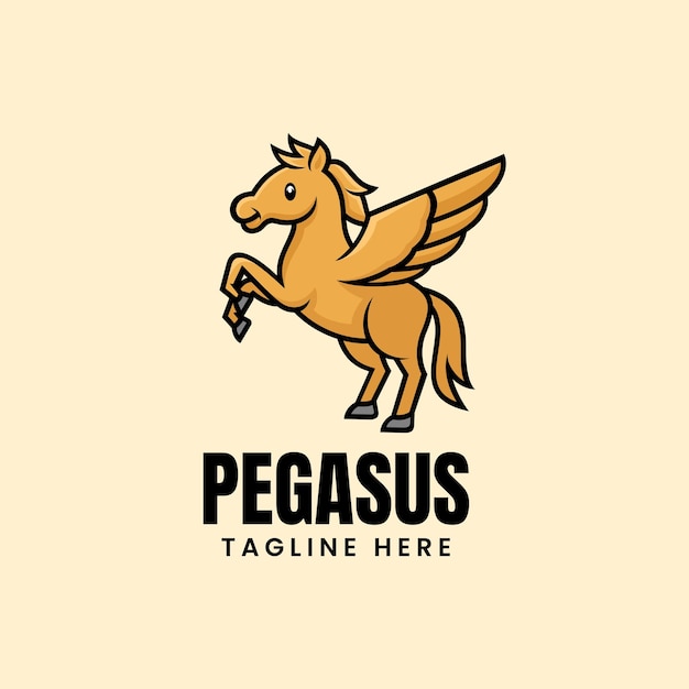 Wektor Logo Ilustracja Pegasus Maskotka Stylu Cartoon